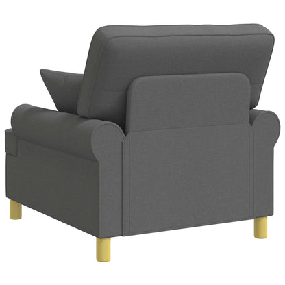 XL Armchair with Cushions Dark Grey Fabric
