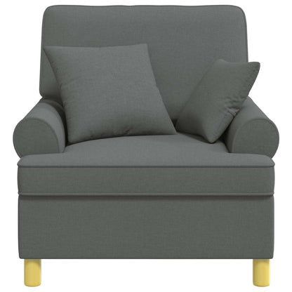 XL Armchair with Cushions Dark Grey Fabric
