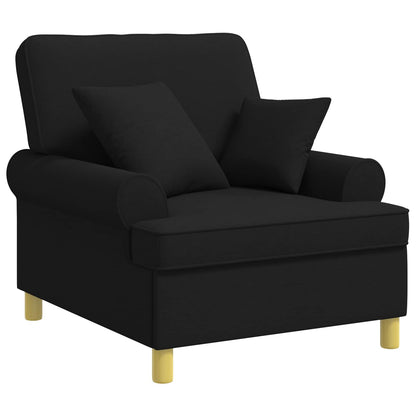 XL Armchair with Cushions Black Fabric