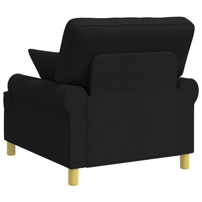 XL Armchair with Cushions Black Fabric