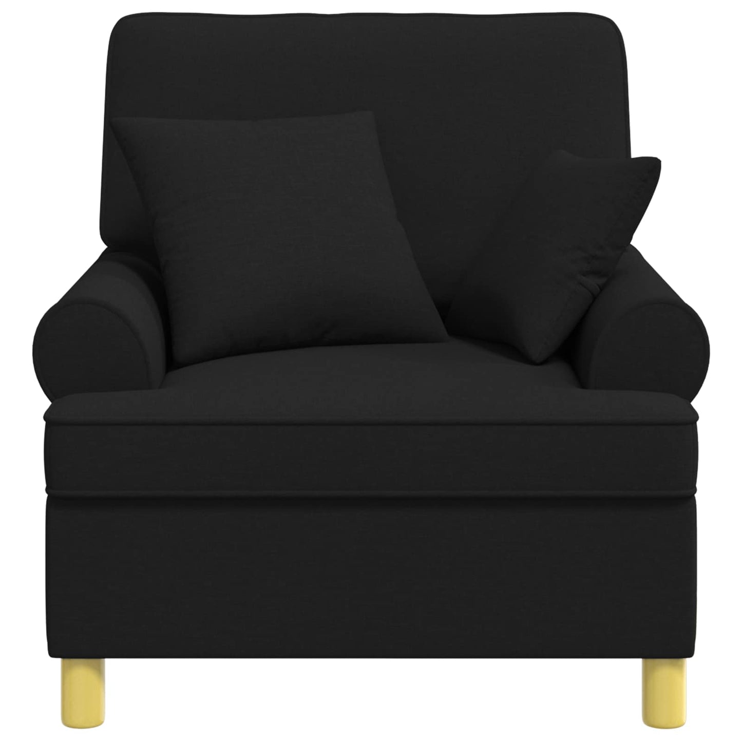XL Armchair with Cushions Black Fabric