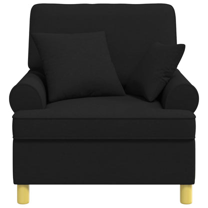XL Armchair with Cushions Black Fabric