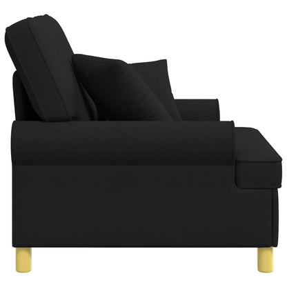 XL Armchair with Cushions Black Fabric