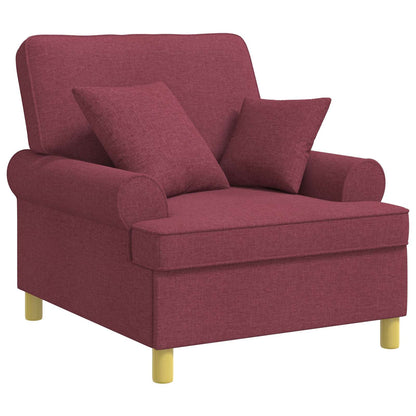 XL Armchair with Cushions Wine Red Fabric