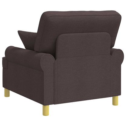 XL Armchair with Cushions Dark Brown Fabric