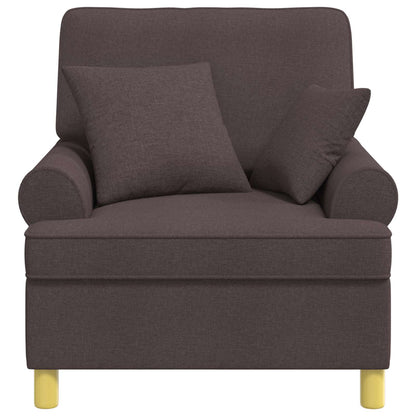 XL Armchair with Cushions Dark Brown Fabric