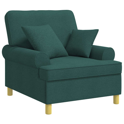 XL Armchair with Cushions Dark Green Fabric