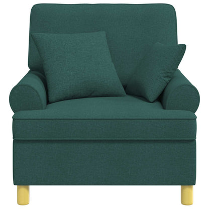 XL Armchair with Cushions Dark Green Fabric