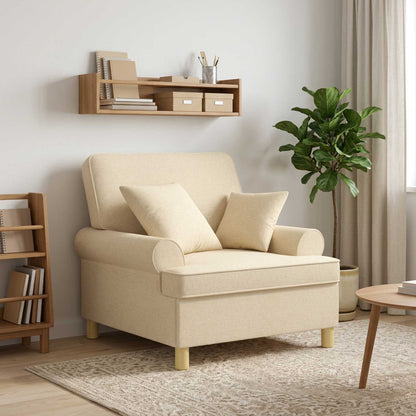 XL Armchair with Cushions Cream Fabric