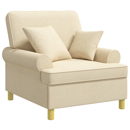 XL Armchair with Cushions Cream Fabric