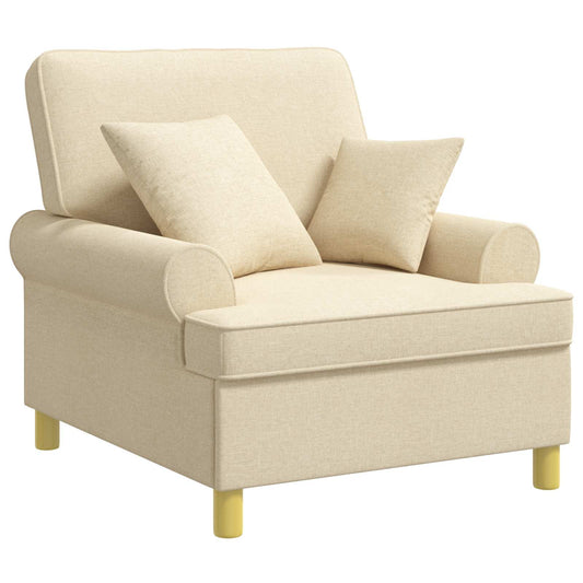 XL Armchair with Cushions Cream Fabric