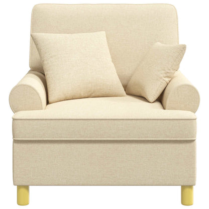 XL Armchair with Cushions Cream Fabric