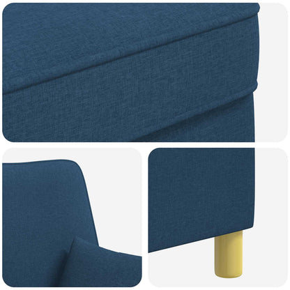 XL Armchair with Cushions Blue Fabric