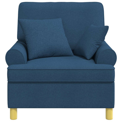XL Armchair with Cushions Blue Fabric
