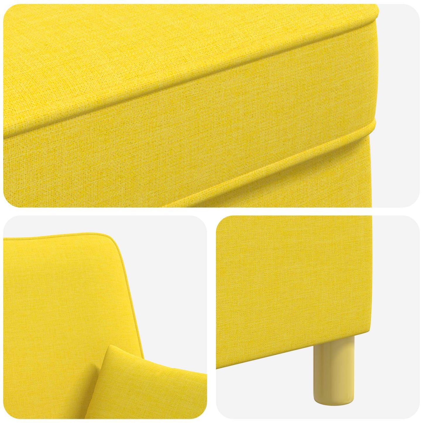 XL Armchair with Cushions Light Yellow Fabric