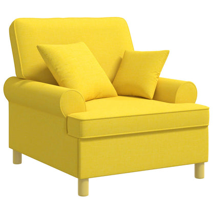 XL Armchair with Cushions Light Yellow Fabric