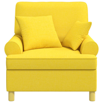 XL Armchair with Cushions Light Yellow Fabric