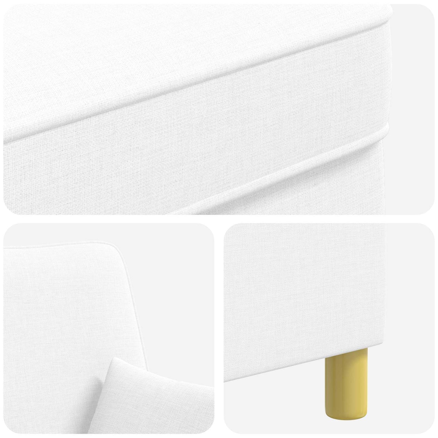 XL Armchair with Cushions White Fabric