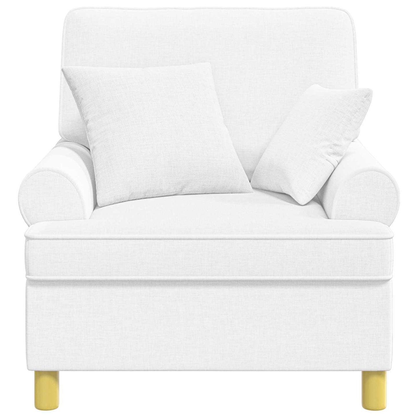 XL Armchair with Cushions White Fabric