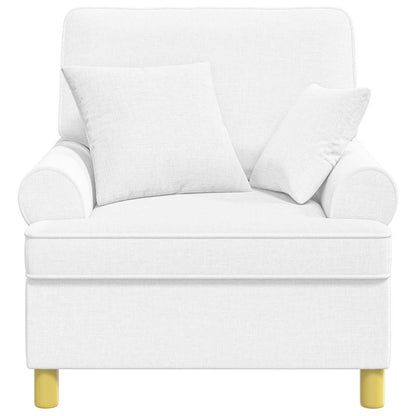 XL Armchair with Cushions White Fabric
