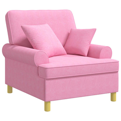 XL Armchair with Cushions Pink Fabric