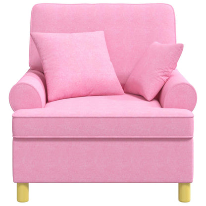 XL Armchair with Cushions Pink Fabric