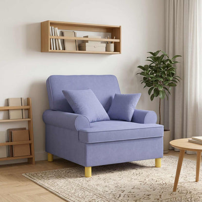 XL Armchair with Cushions Jeans Blue Fabric