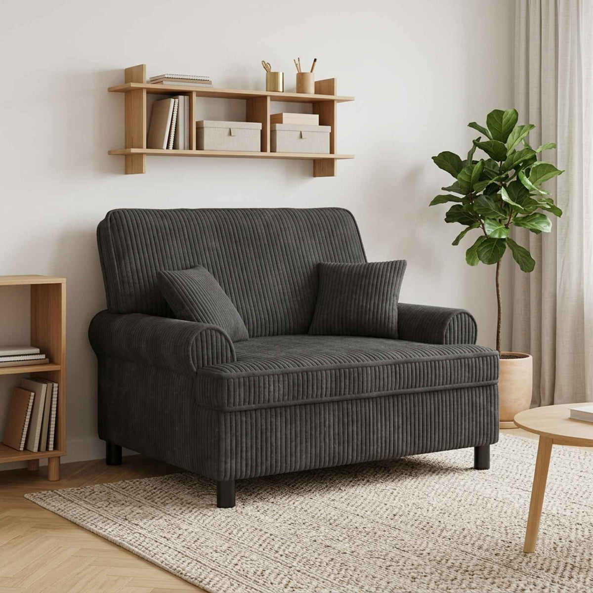 XXL Armchair with Cushions Dark Grey 1.5 Lines Fabric