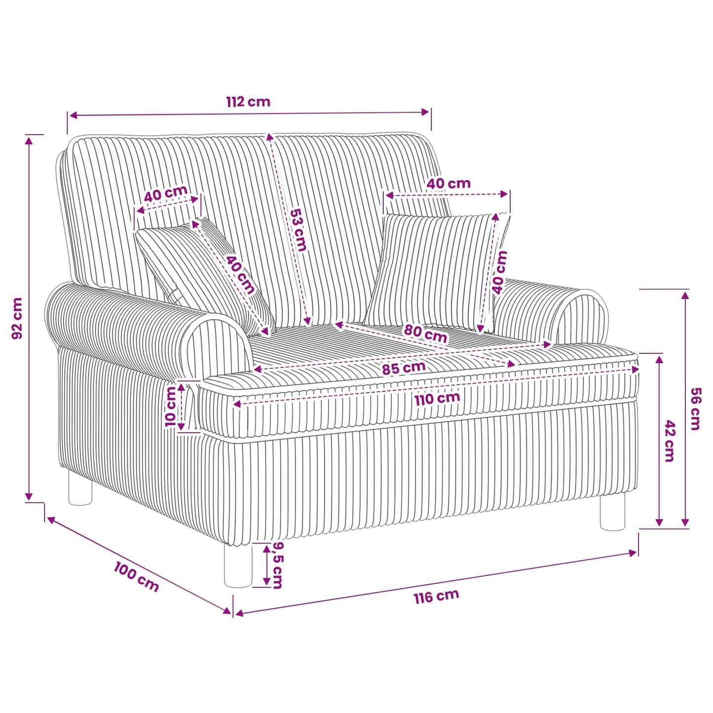 XXL Armchair with Cushions Dark Grey 1.5 Lines Fabric