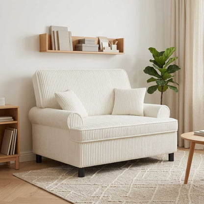 XXL Armchair with Cushions Cream 1.5 Lines Fabric