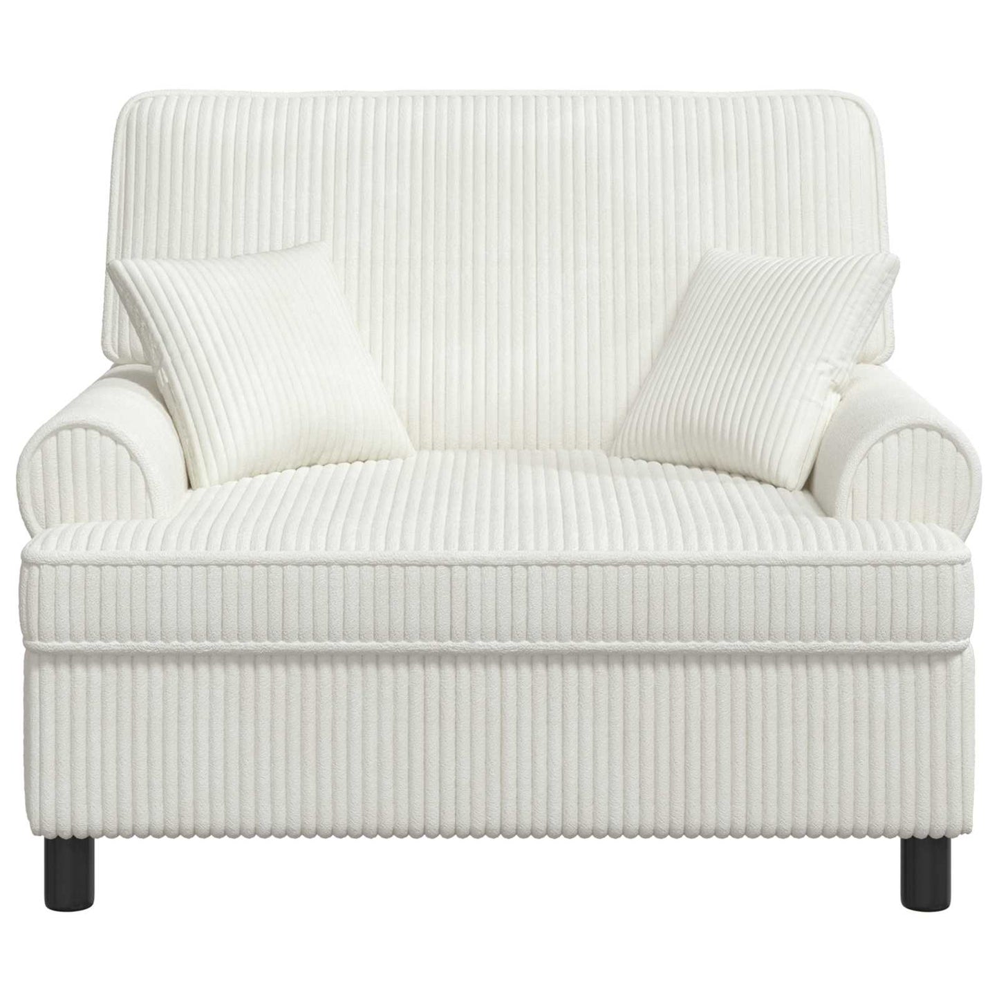 XXL Armchair with Cushions Cream 1.5 Lines Fabric