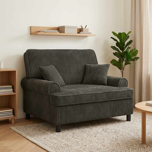 XXL Armchair with Cushions Dark brown 1.5 Lines Fabric