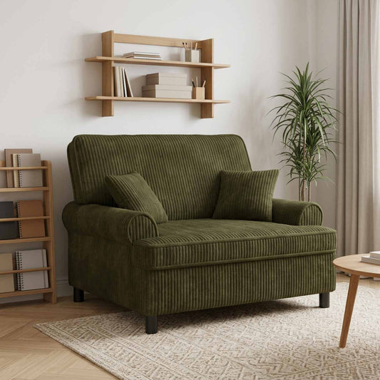 XXL Armchair with Cushions Green 1.5 Lines Fabric