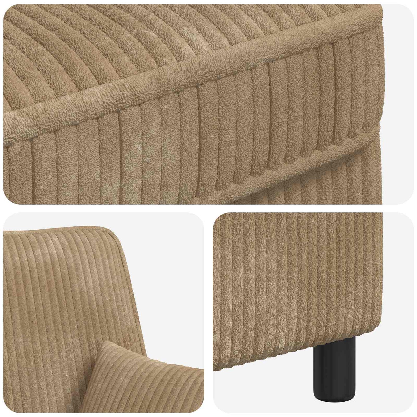 XXL Armchair with Cushions Beige 1.5 Lines Fabric