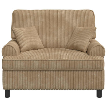 XXL Armchair with Cushions Beige 1.5 Lines Fabric