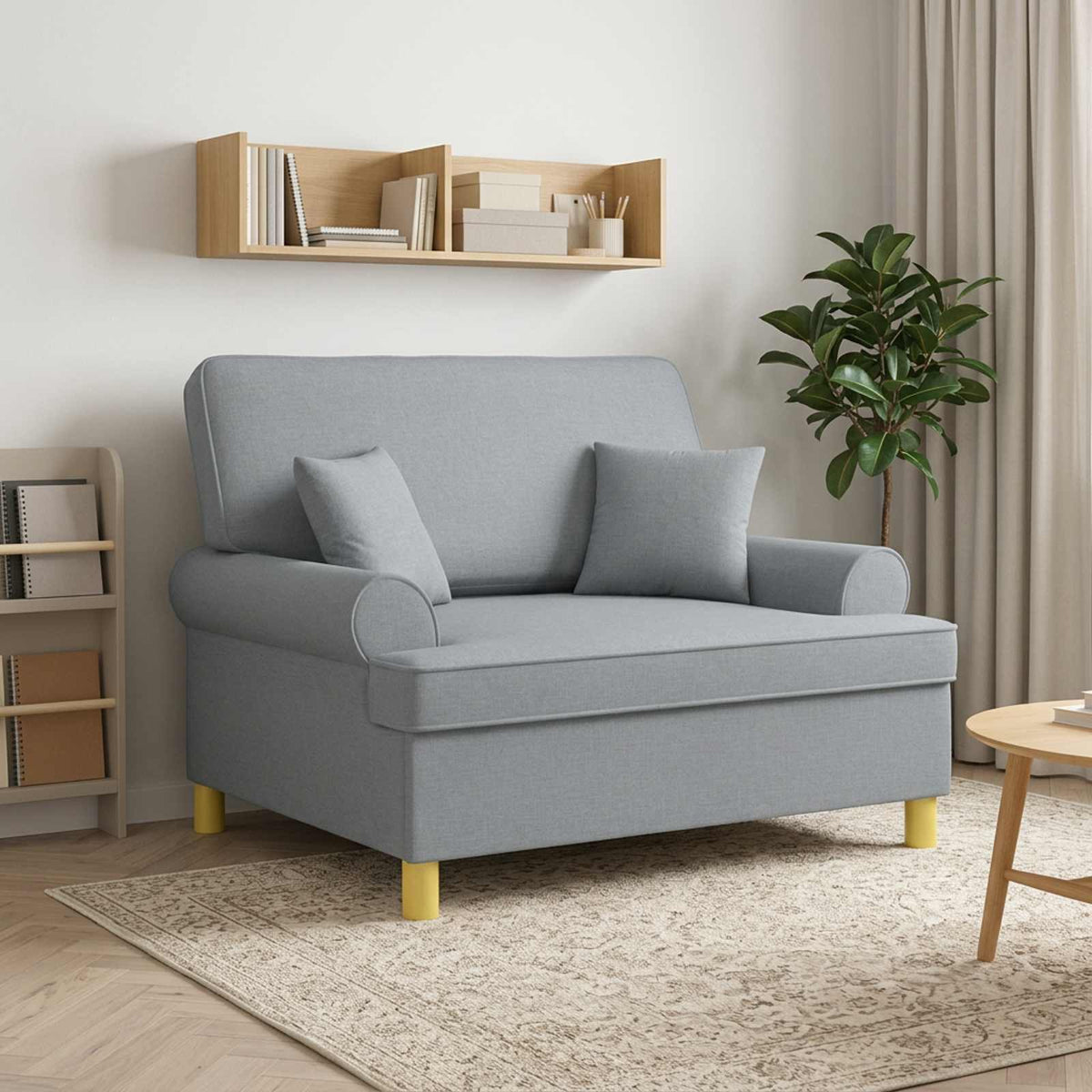 XXL Armchair with Cushions Light Grey Fabric