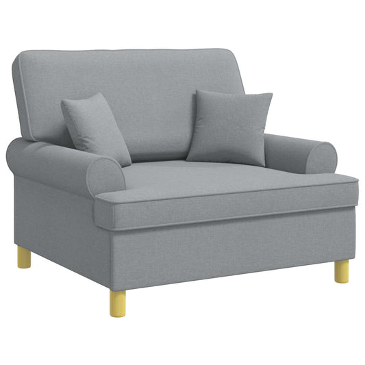 XXL Armchair with Cushions Light Grey Fabric