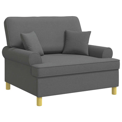 Armchair with Cushions Dark Grey Fabric