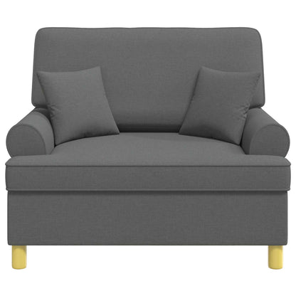 Armchair with Cushions Dark Grey Fabric