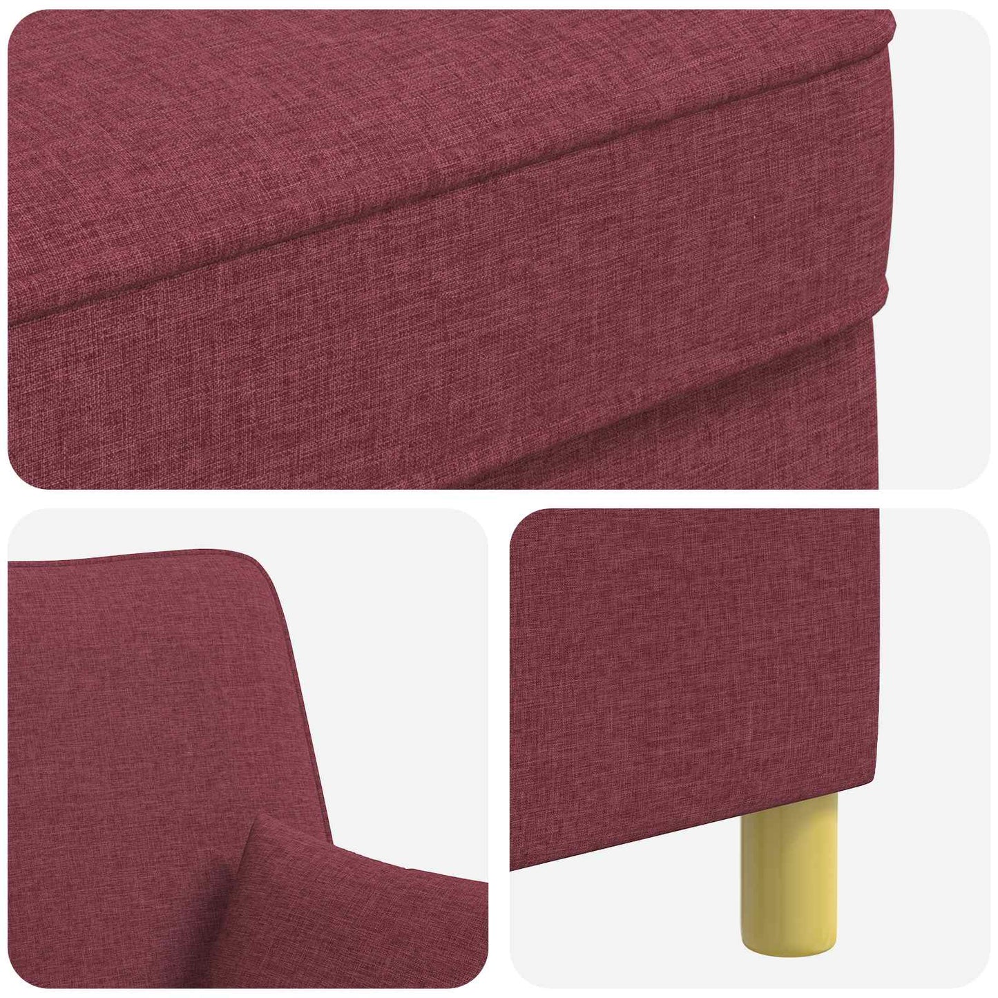 Armchair with Cushions Wine Red Fabric