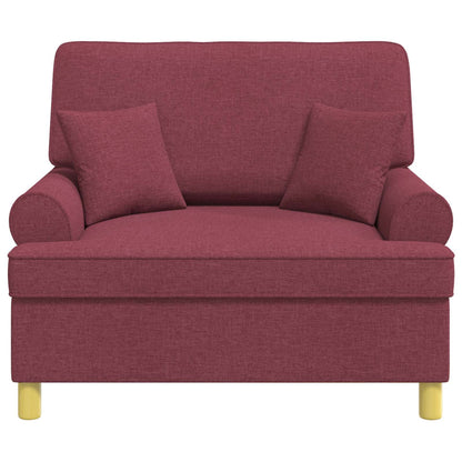 Armchair with Cushions Wine Red Fabric