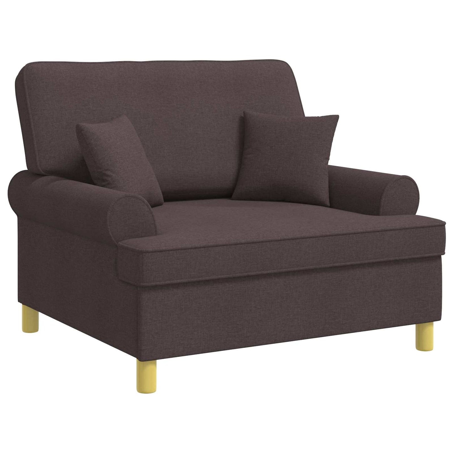 Armchair with Cushions Dark Brown Fabric