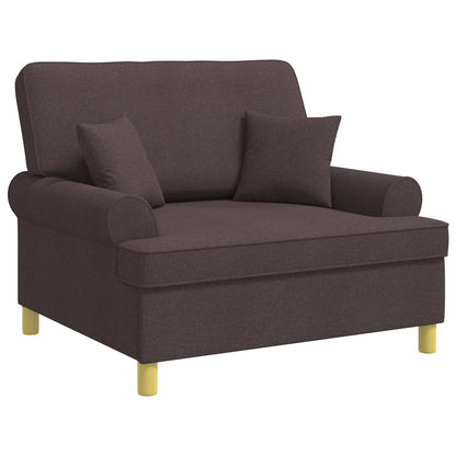 Armchair with Cushions Dark Brown Fabric