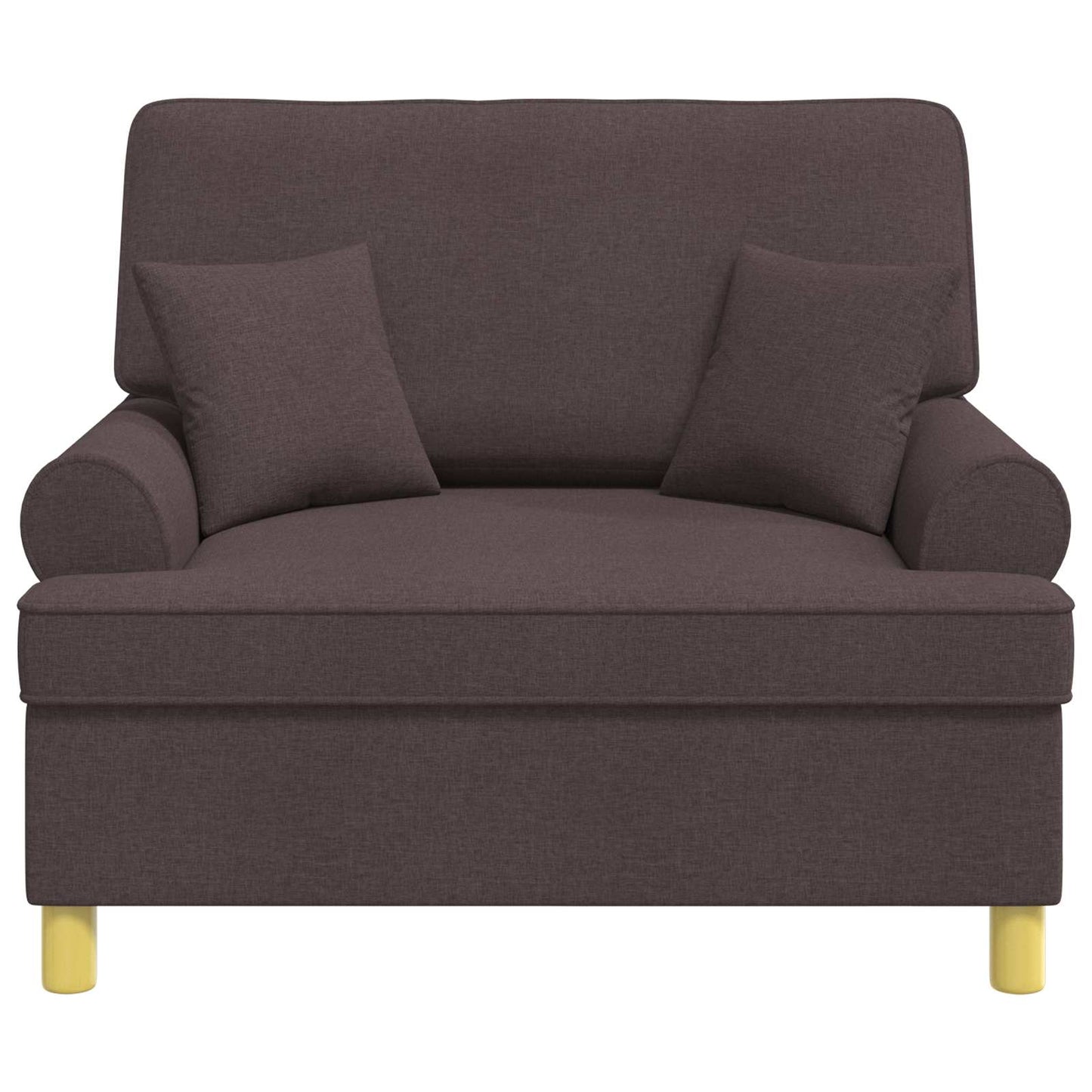 Armchair with Cushions Dark Brown Fabric