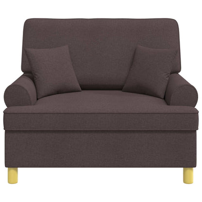 Armchair with Cushions Dark Brown Fabric