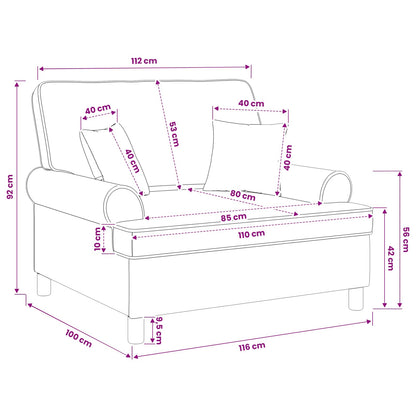 Armchair with Cushions Dark Brown Fabric