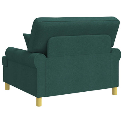 Armchair with Cushions Dark Green Fabric