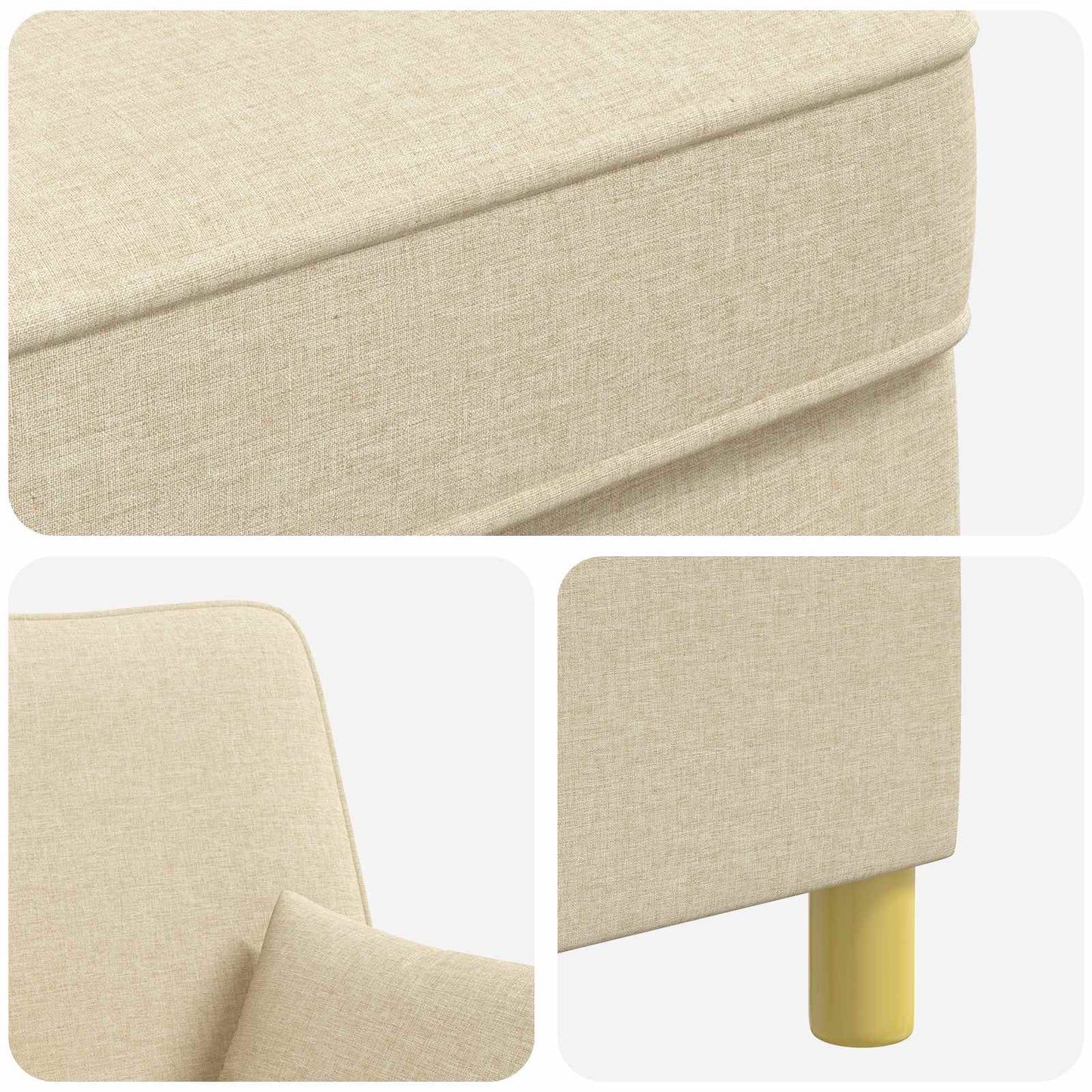 Armchair with Cushions Cream Fabric