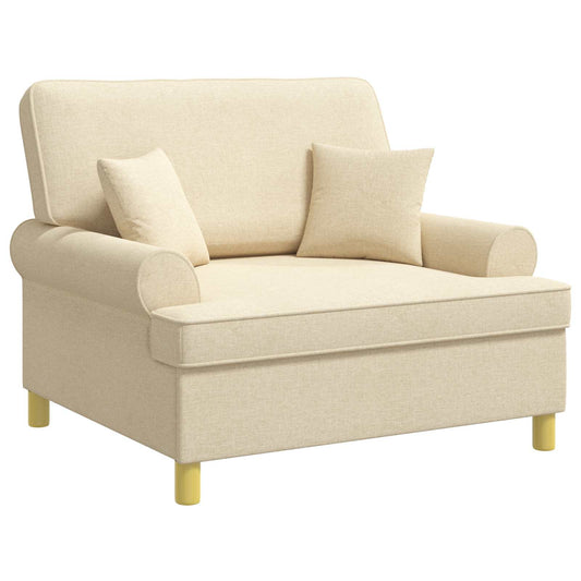 XXL Armchair with Cushions Cream Fabric