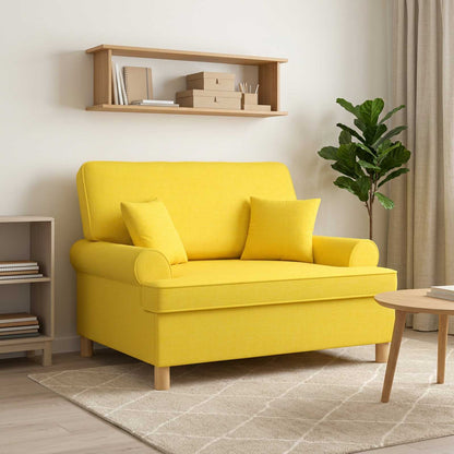 XXL Armchair with Cushions Light Yellow Fabric